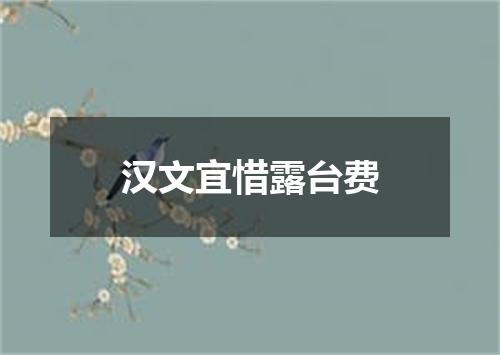 汉文宜惜露台费