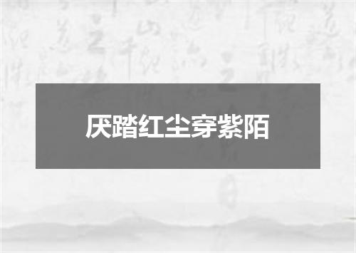 厌踏红尘穿紫陌