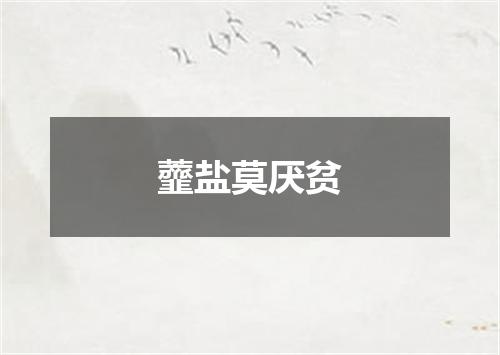 虀盐莫厌贫