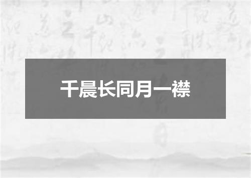 千晨长同月一襟