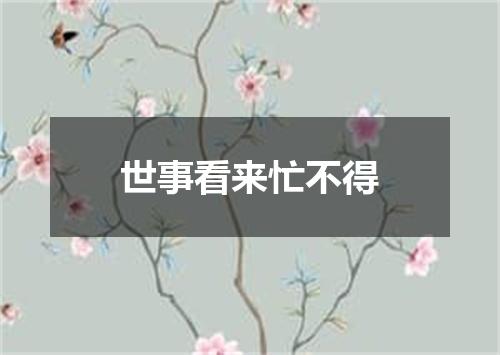 世事看来忙不得