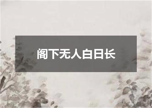阁下无人白日长