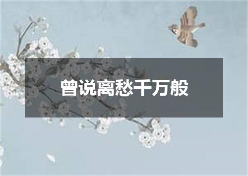 曾说离愁千万般