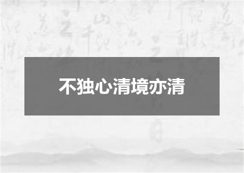 不独心清境亦清