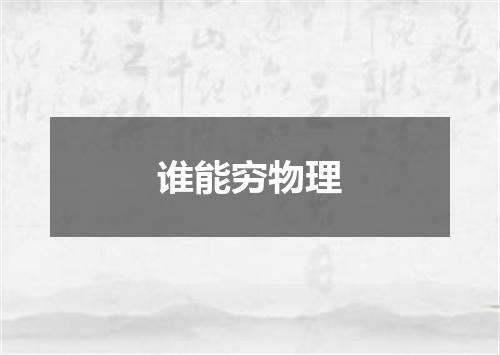 谁能穷物理