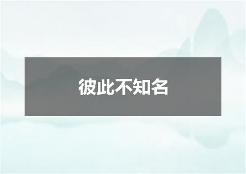 彼此不知名