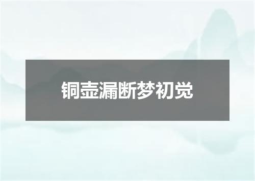铜壶漏断梦初觉