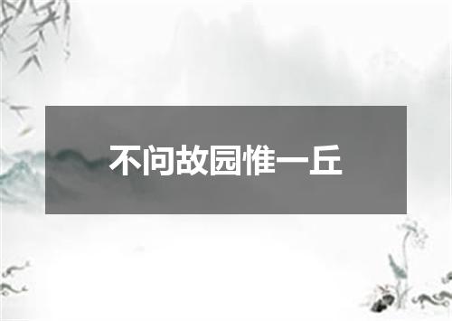 不问故园惟一丘