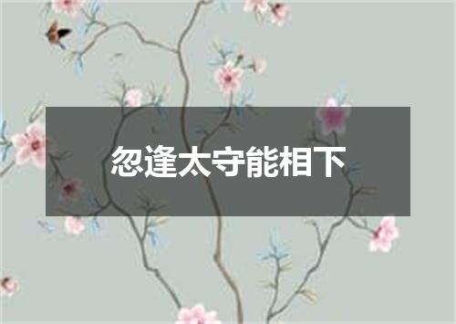 忽逢太守能相下