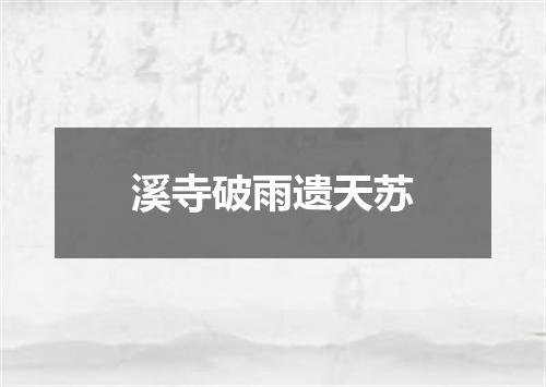 溪寺破雨遗天苏