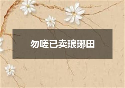勿嗟已卖琅琊田
