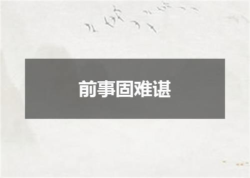前事固难谌