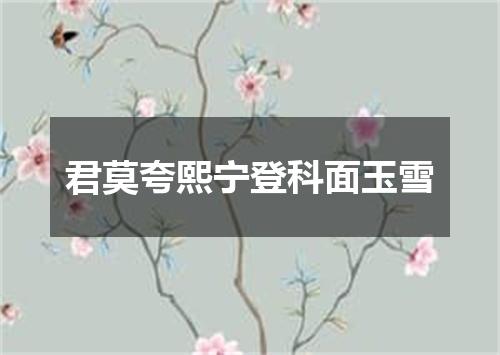 君莫夸熙宁登科面玉雪