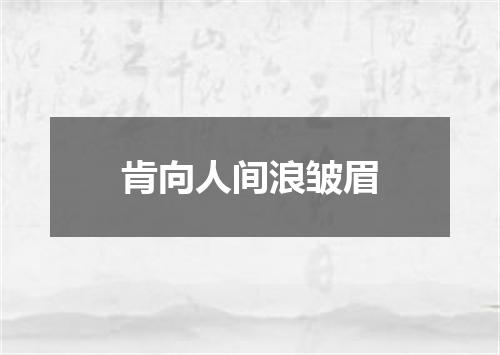 肯向人间浪皱眉