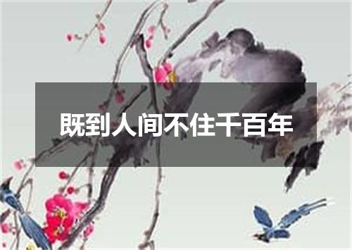 既到人间不住千百年