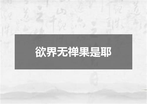 欲界无禅果是耶