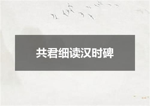 共君细读汉时碑