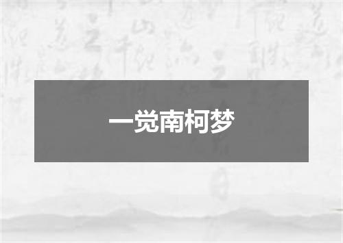 一觉南柯梦
