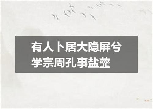 有人卜居大隐屏兮学宗周孔事盐虀