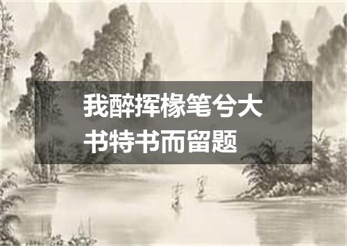 我醉挥椽笔兮大书特书而留题