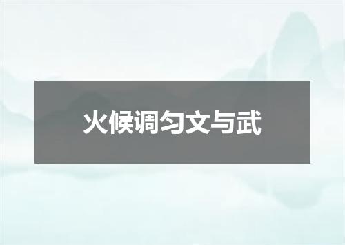 火候调匀文与武