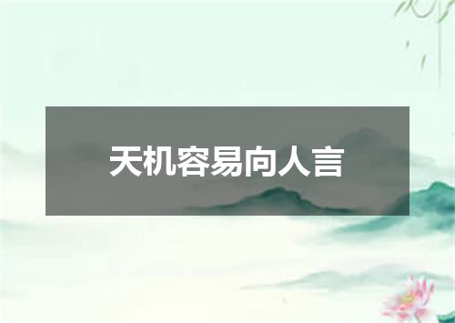 天机容易向人言