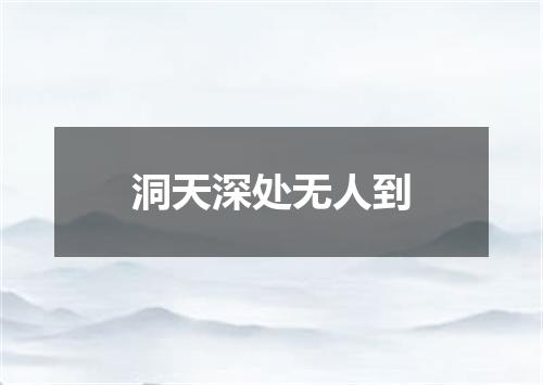 洞天深处无人到