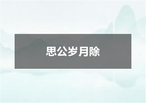 思公岁月除