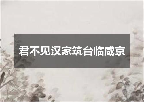 君不见汉家筑台临咸京