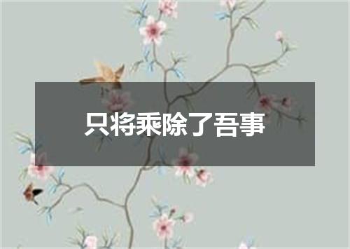 只将乘除了吾事