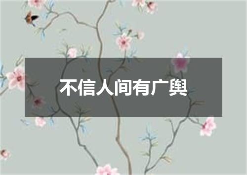 不信人间有广舆