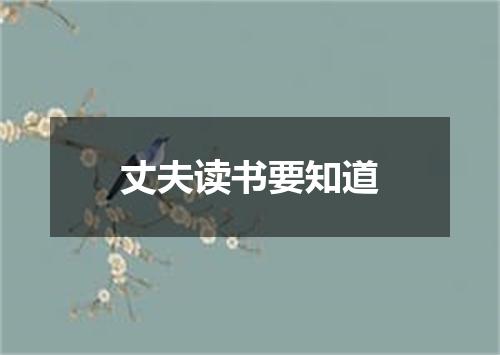 丈夫读书要知道