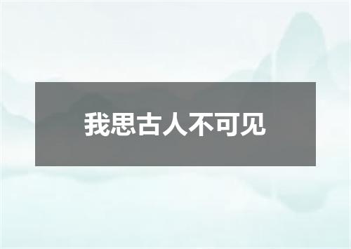 我思古人不可见