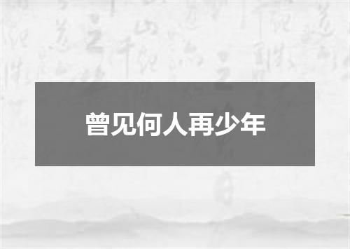 曾见何人再少年
