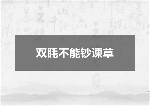 双眊不能钞谏草