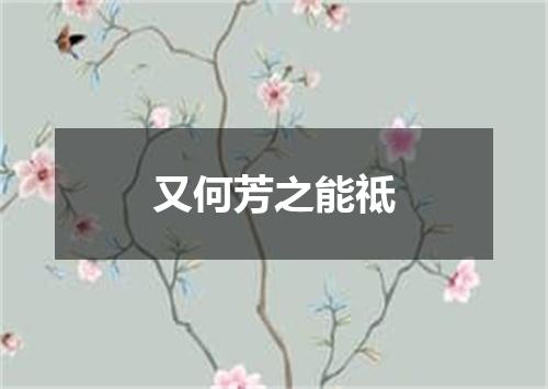 又何芳之能祗