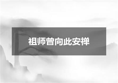 祖师曾向此安禅
