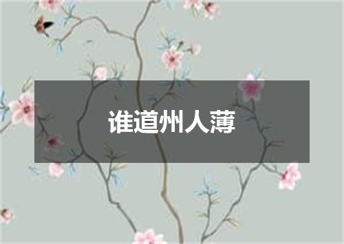 谁道州人薄