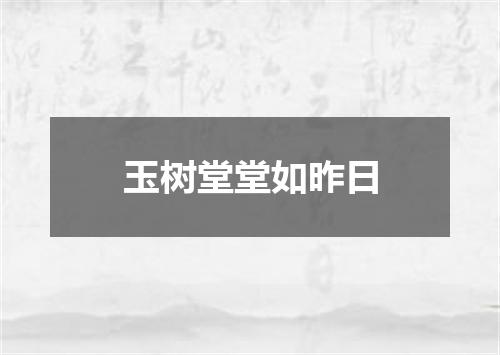 玉树堂堂如昨日