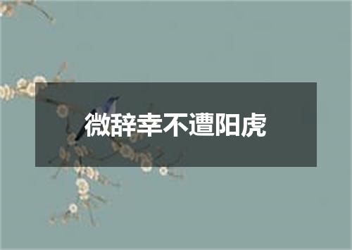 微辞幸不遭阳虎