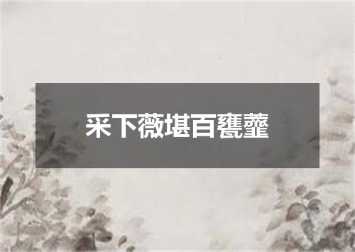 采下薇堪百甕虀
