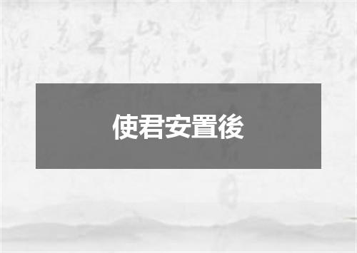 使君安置後