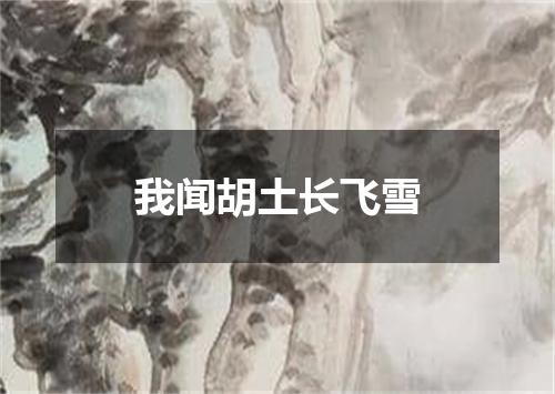 我闻胡土长飞雪