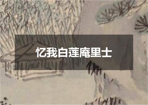 忆我白莲庵里士