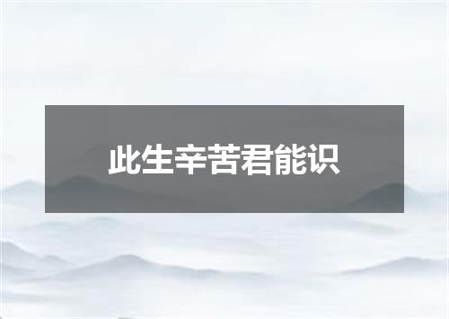 此生辛苦君能识