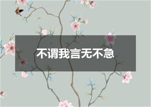 不谓我言无不急