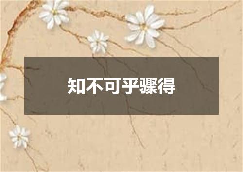 知不可乎骤得