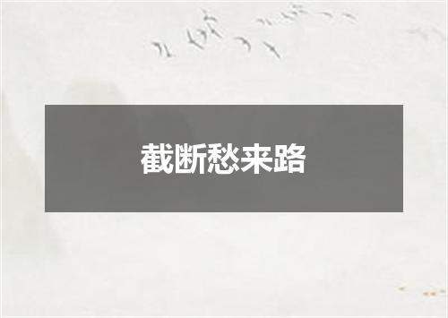 截断愁来路