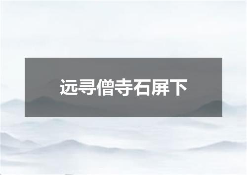 远寻僧寺石屏下