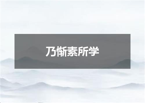 乃惭素所学